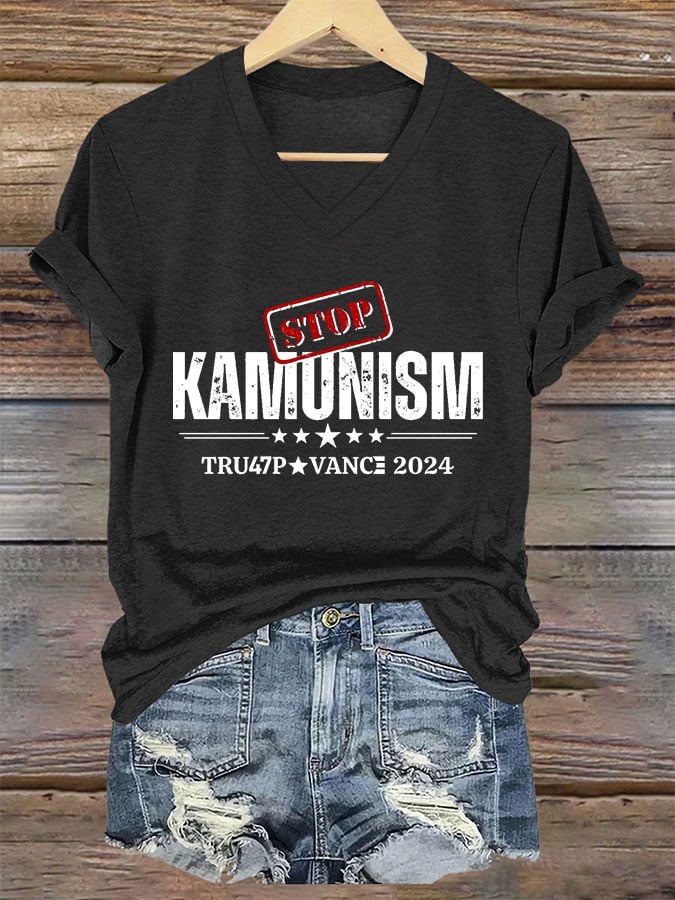 Women's Stop Kamunism Print T-Shirt