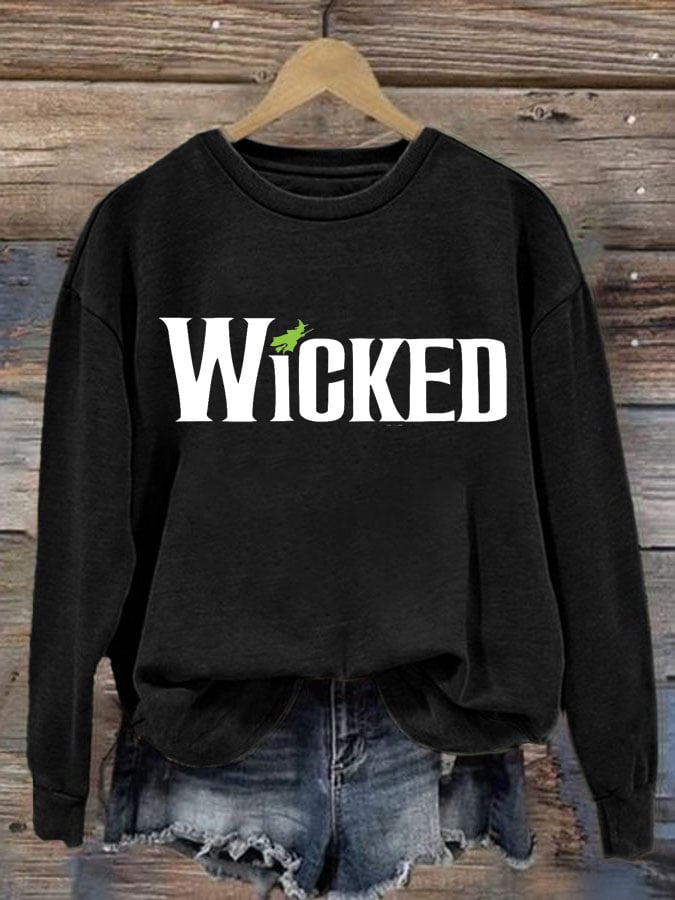 Women's Wicked Witch Print Round Neck Sweatshirt