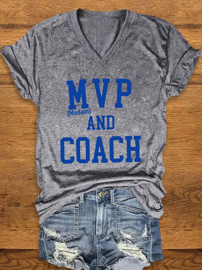 Women's MVP AND COACH printed T-shirt