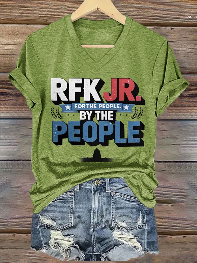 Women's Printed Casual V Neck T-Shirt