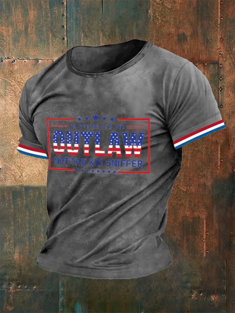 Men's I'm Voting For The Outlaw Not The Kid Sniffer Print T-Shirt