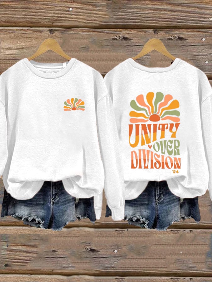 Women's Unity Over Division Print Crew Neck Sweatshirt
