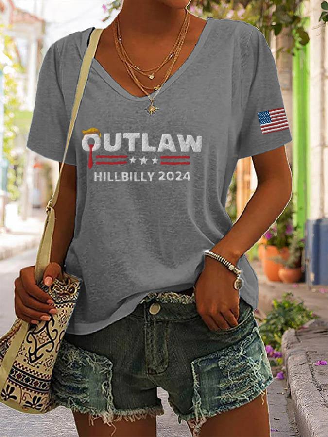 Women'sThe Outlaw and The Hillbilly Print V-Neck T-Shirt