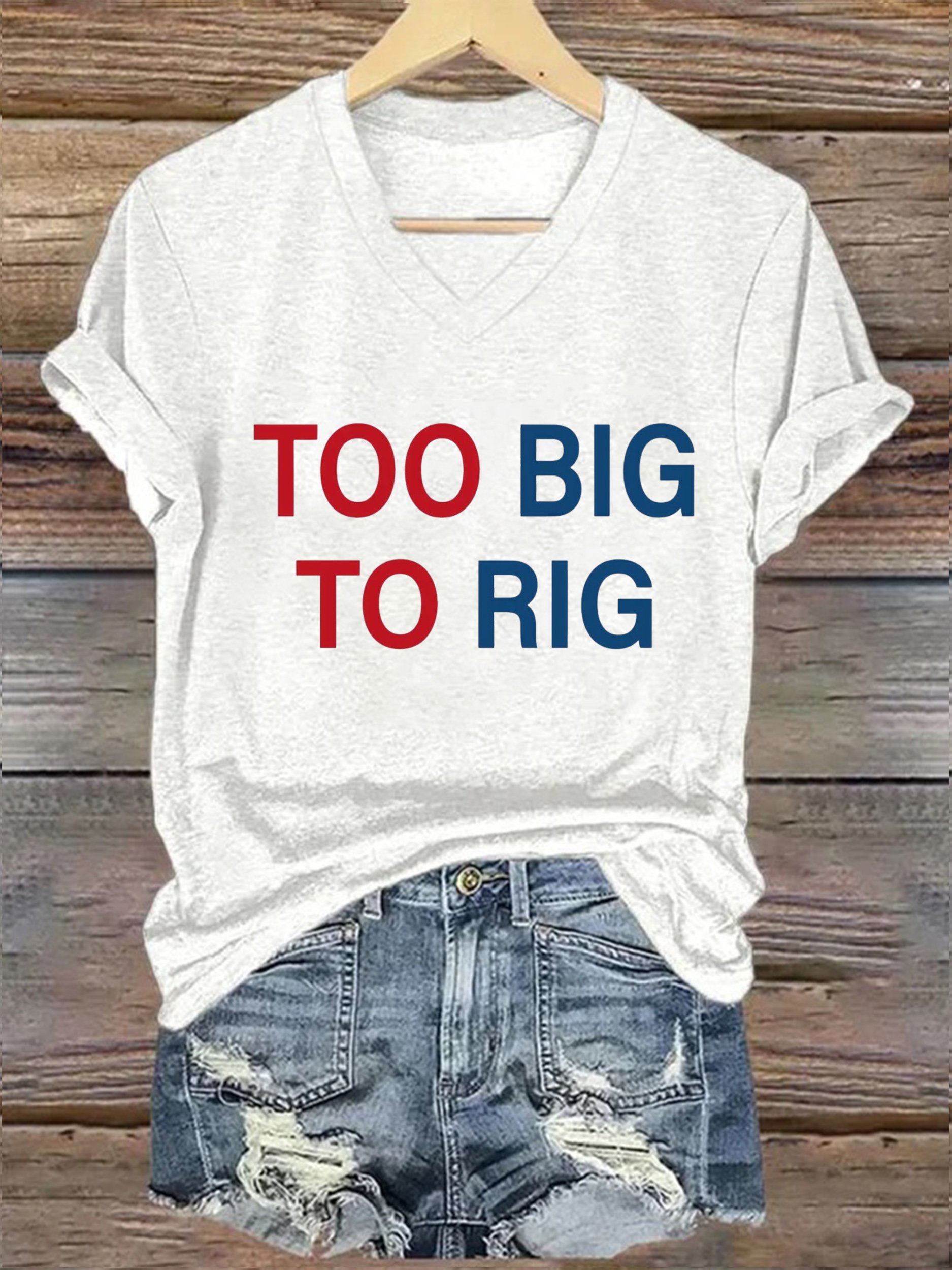 Women's Too Big To Rig  Printed Short-Sleeved T-Shirt