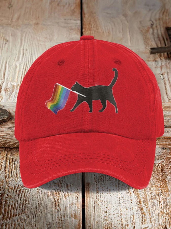 Unisex La Cat Rainbow Flag Communism Print Baseball Cap