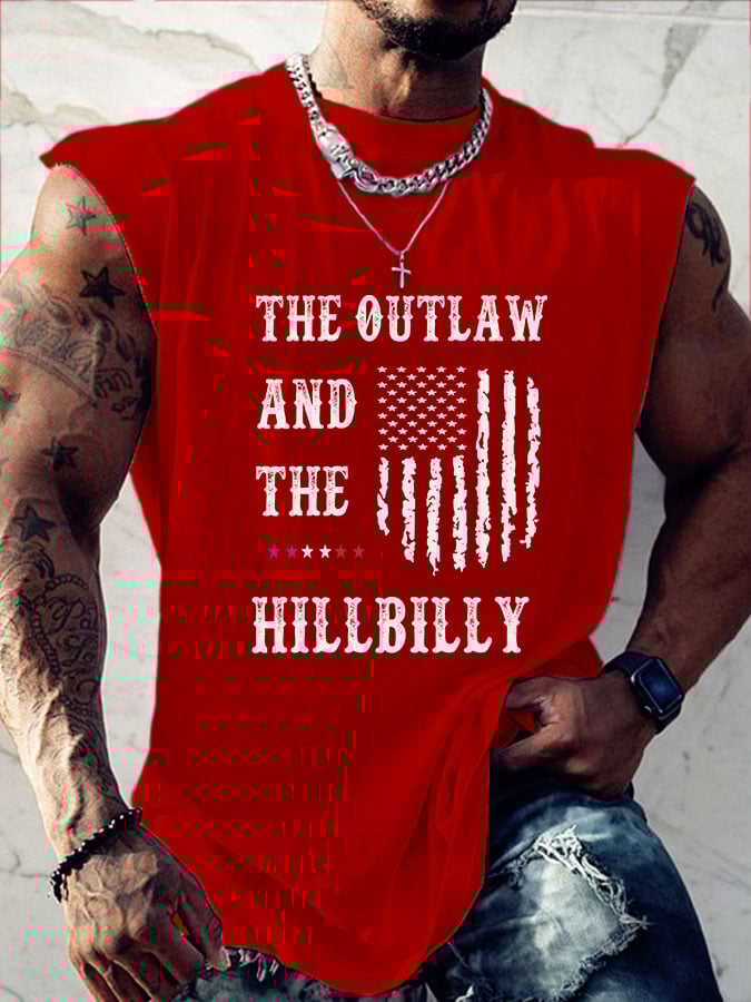 Men's The Outlaw and The Hillbilly Printed Casual Tank Top