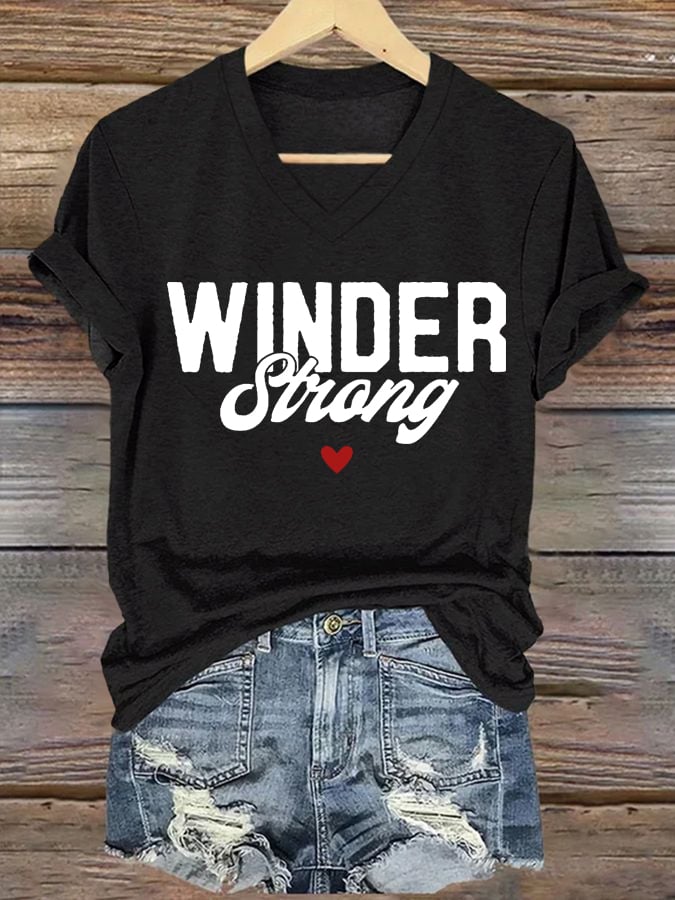 Women's Winder Strong Printed Casual V-Neck T-Shirt