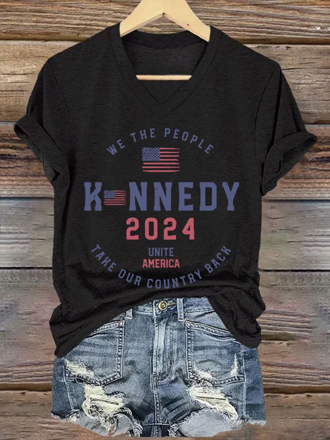 Women's Take America Back Print V-Neck T-Shirt