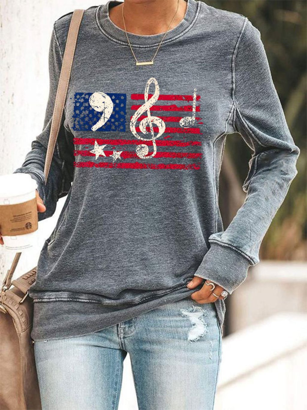 Women's Comma La Flag Printed Sweatshirt