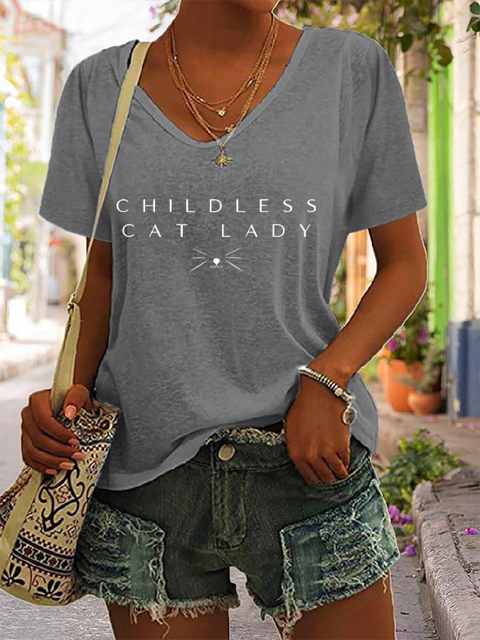 Women's Childless Cat Lady Print T-Shirt