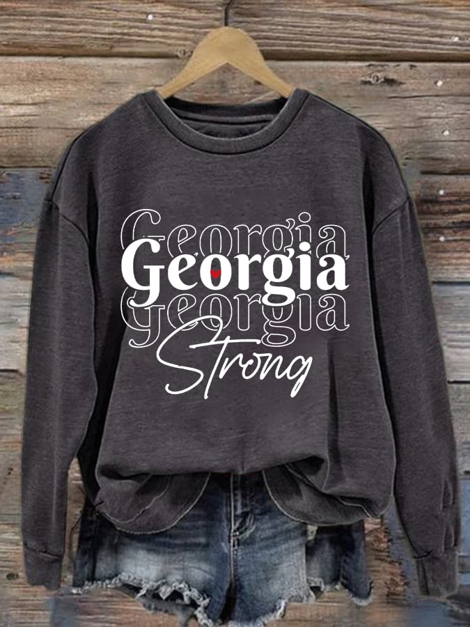 Women's Georgia Strong Print Round Neck Sweatshirt