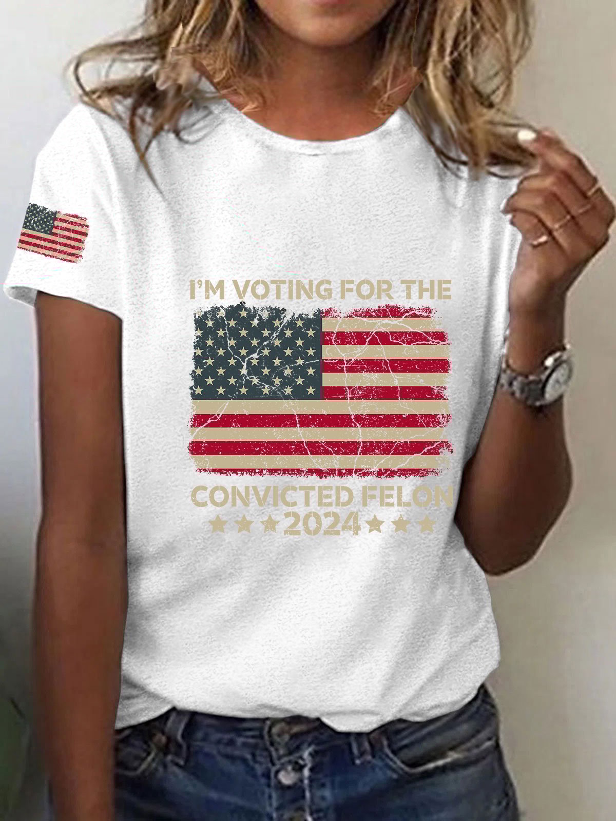 Women's I'm Voting For The Felon Print T-Shirt