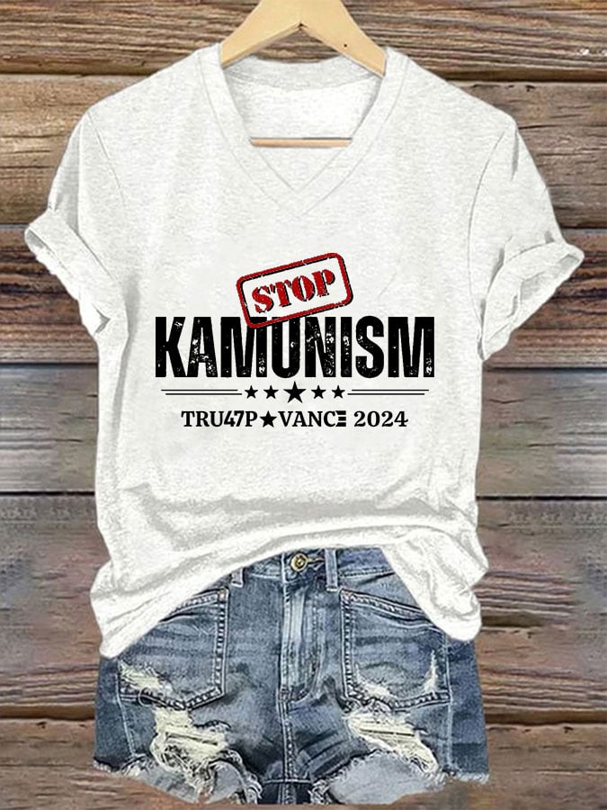 Women's Stop Kamunism Print T-Shirt