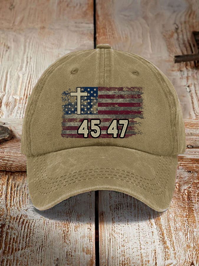 45 47 Cross Flag Printed Hat