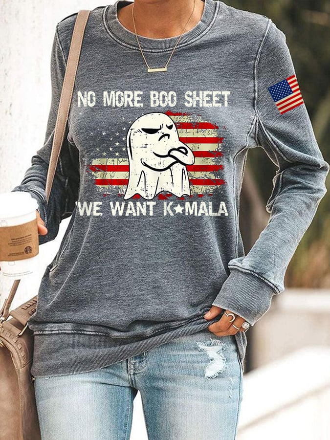 Women's No More Boo Sheet American Flag Sweatshirt
