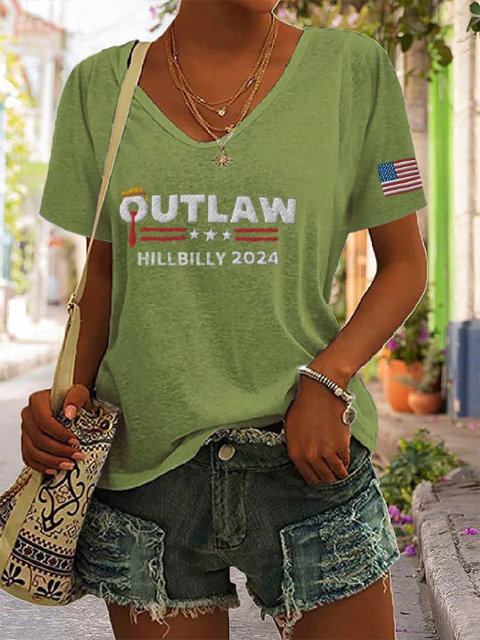 Women'sThe Outlaw and The Hillbilly Print V-Neck T-Shirt