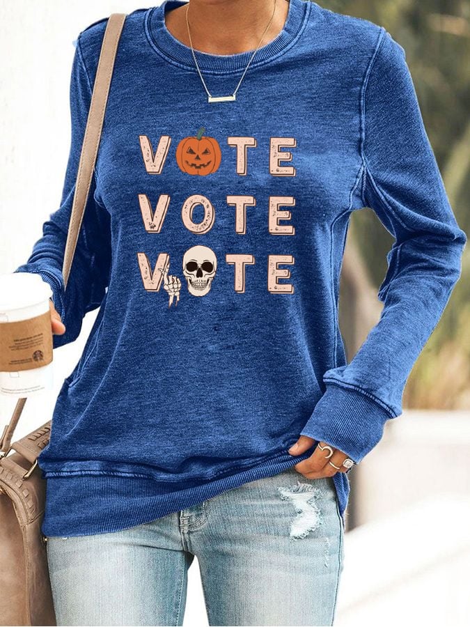 Women's Vote Halloween Print Sweatshirt