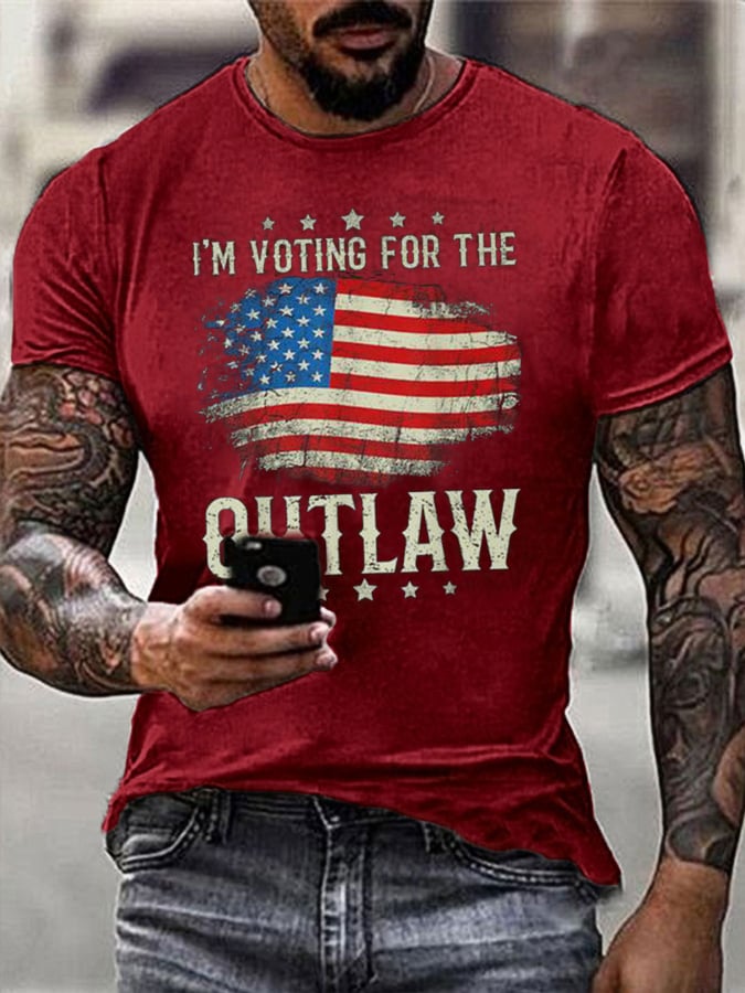 Men's  I'm Voting For The Outlaw Printed Casual T-Shirt