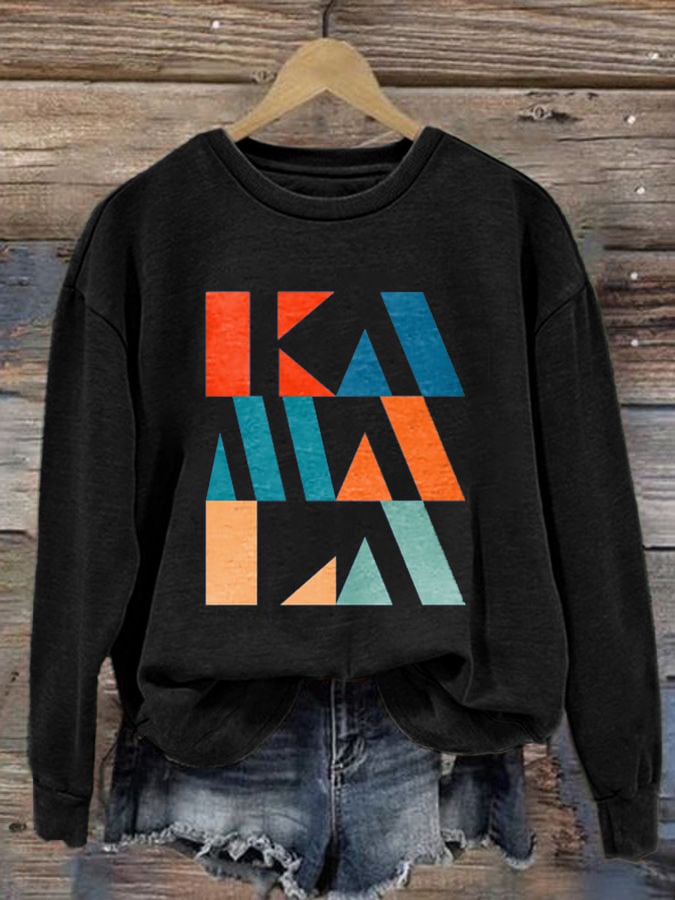 Women's comma la print crew neck sweatshirt