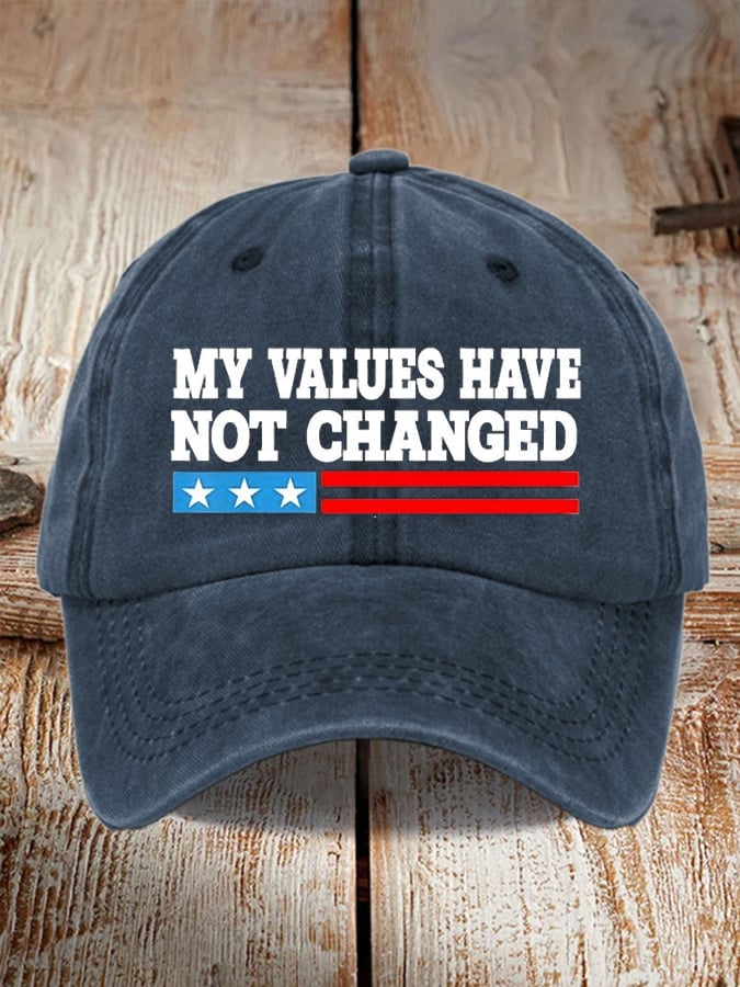 Unisex My Values ​​Never Change Printed Washed Distressed Hat