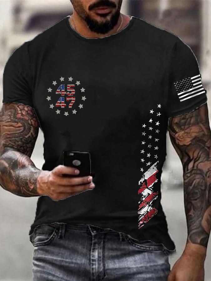 Men's Flag 45-47 100% Cotton Short Sleeve T-Shirt