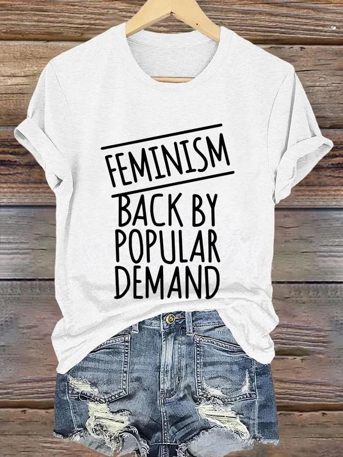 Women's Feminism Back By Popular Demand Printed Casual V Neck T-Shirt