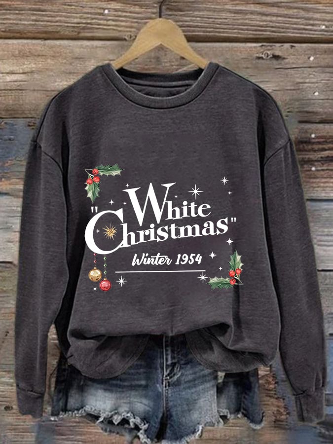 Women'S White Christmas Print Casual Sweatshirt