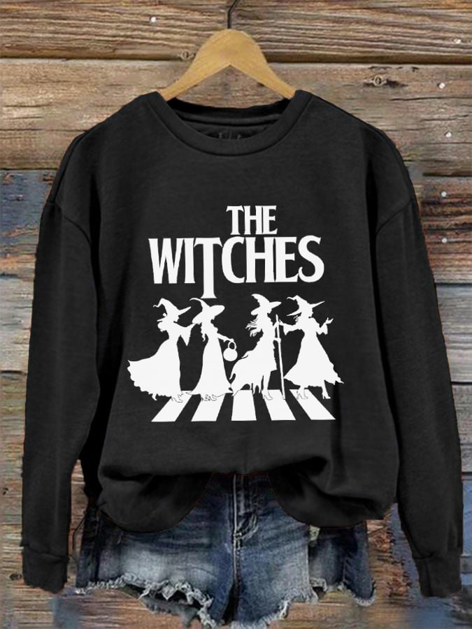 Women's Halloween The Witches Print Crew Neck Sweatshirt