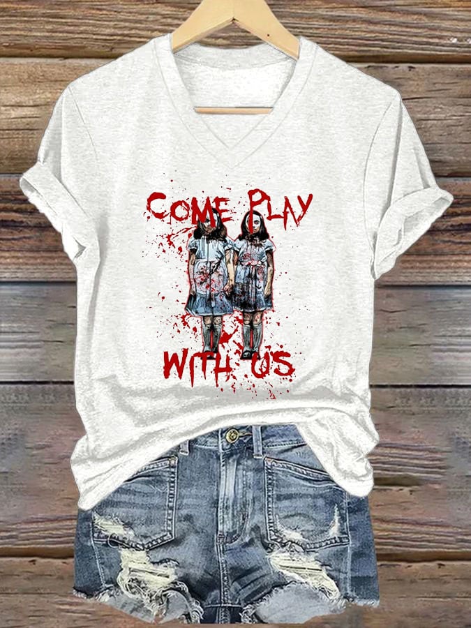 Women's Come Play With Us Print Casual T-Shirt