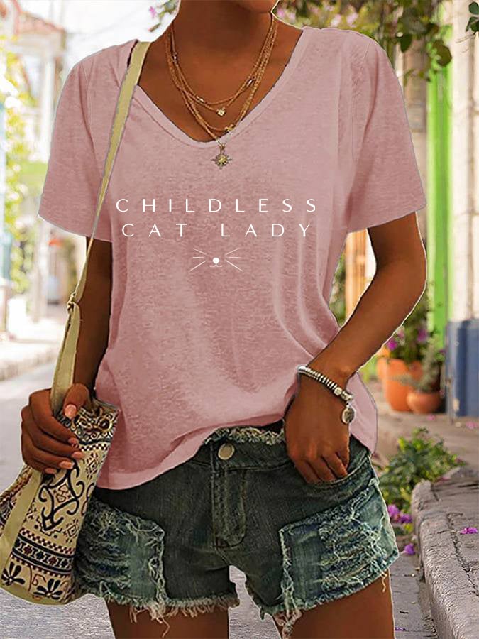 Women's Childless Cat Lady Print T-Shirt
