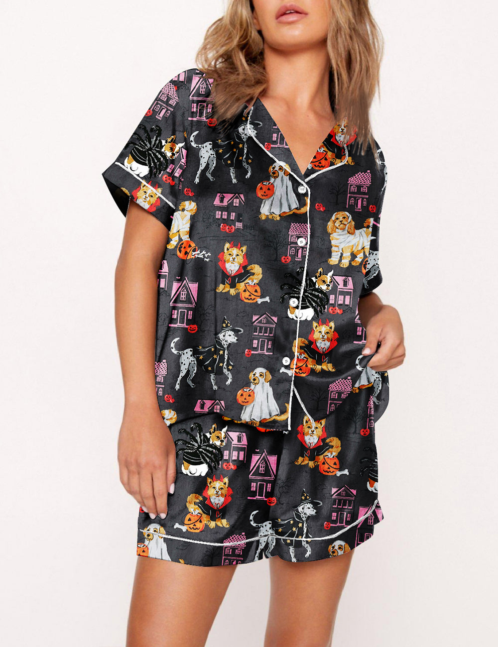 Women's Cute Dog Halloween Night Pajama Set