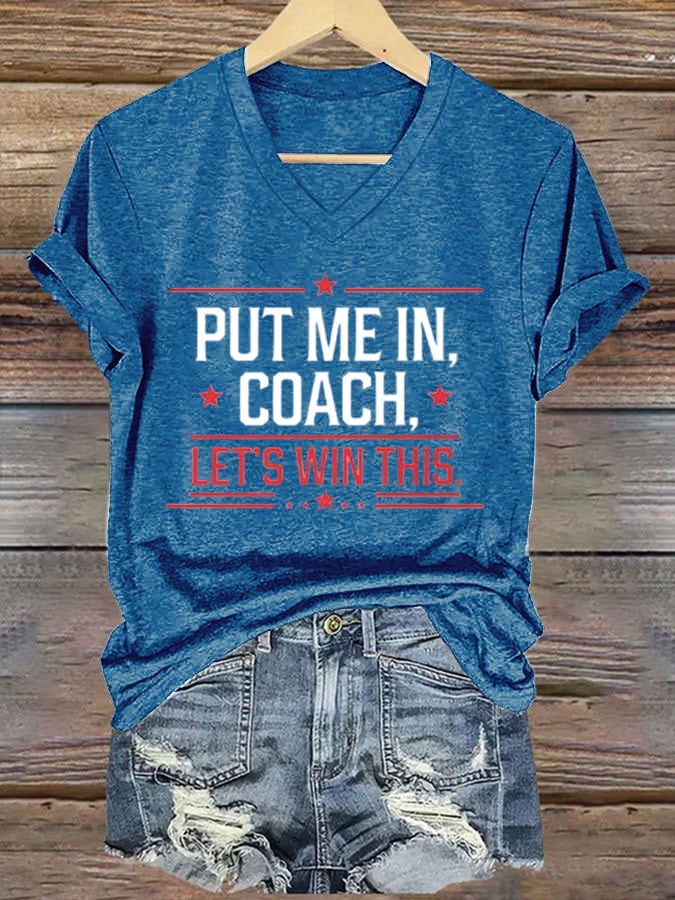 Women's Put Me In Coach Let‘s’ Win This Print Casual T-Shirt