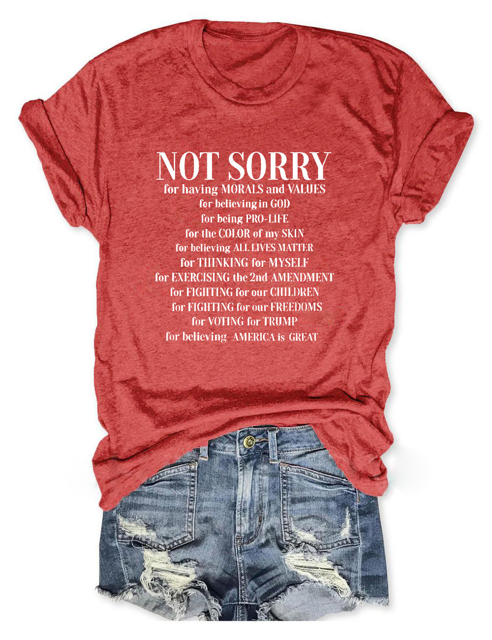 Women's Not Sorry Print Crew Neck T-Shirt