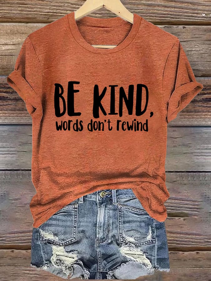 Retro Bullying Prevention Awareness Unity Day Be Kind Words Don't Rewind Print T-Shirt
