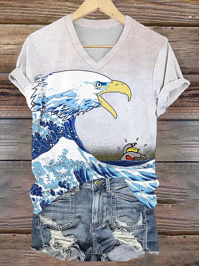Women's Blue Wave 2024 V-Neck Tee