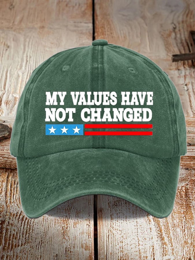 Unisex My Values ​​Never Change Printed Washed Distressed Hat