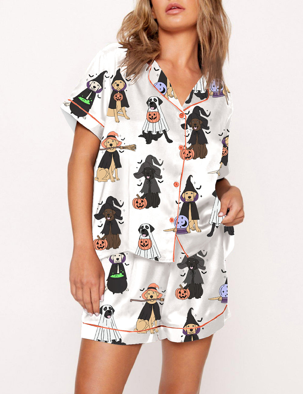 Women's Dog Pumpkin Halloween Pajama Set