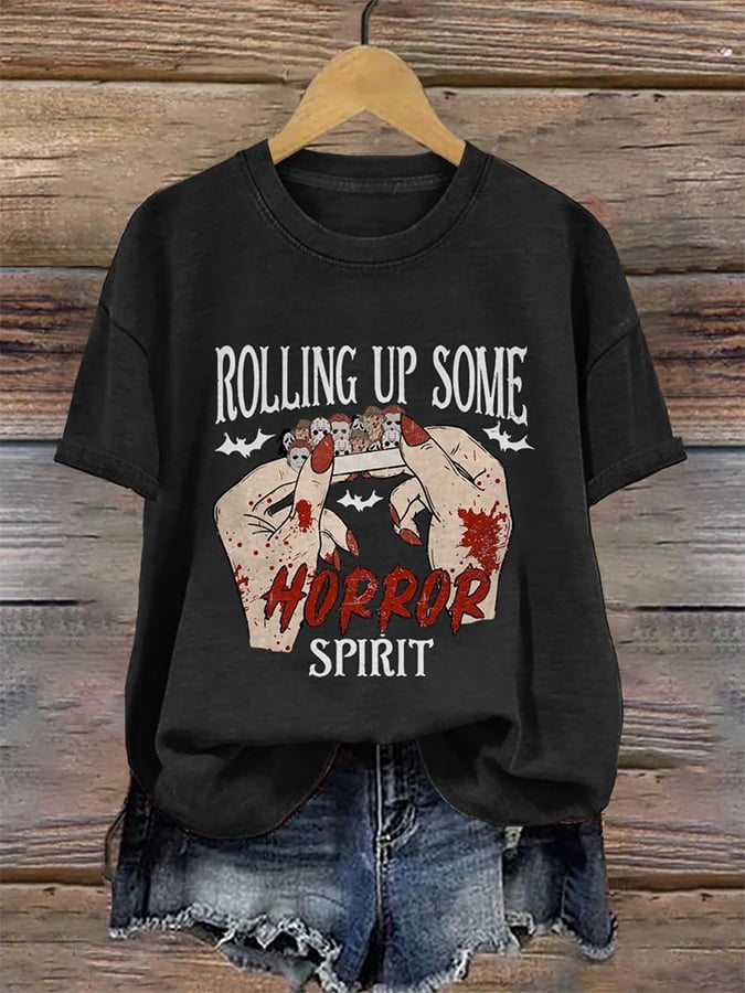 Women's Rolling Up Some Horror Spirit Spooky Season Halloween Art Print T-shirt
