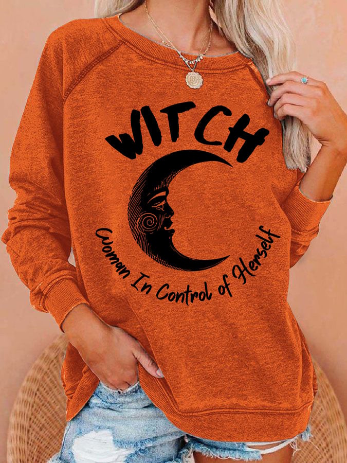 Women's Witch Woman In Total Control Of Herself Printed Long sleeve Sweatshirt