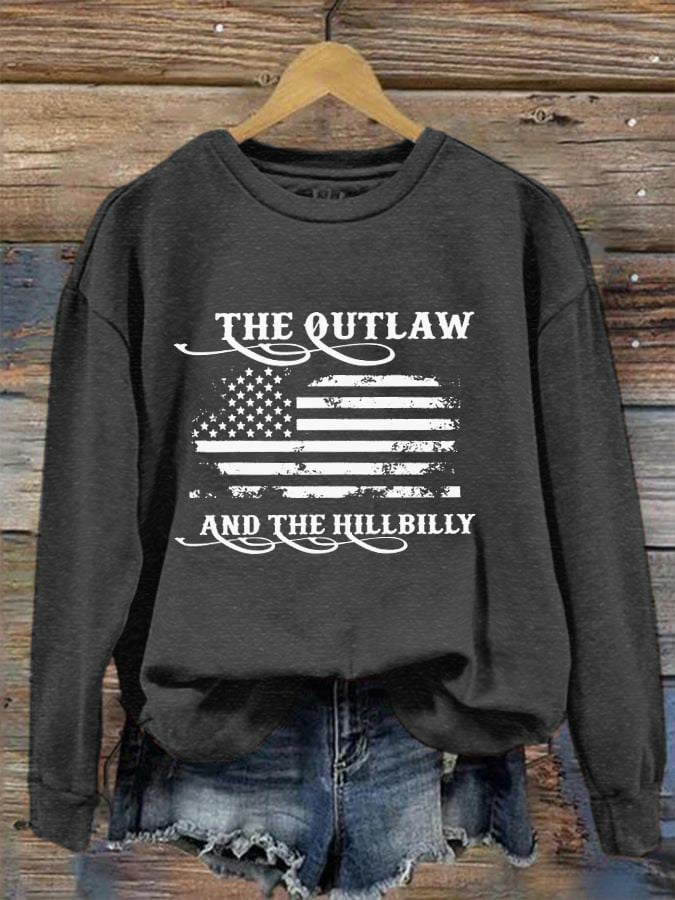 Women's The Outlaw and The Hillbilly Print Crew Neck Sweatshirt