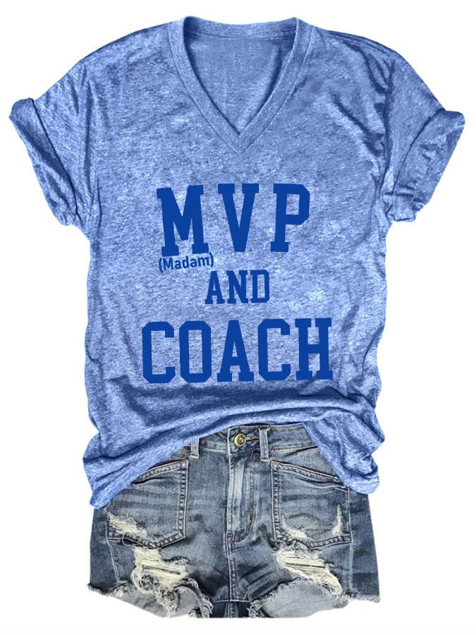 Women's MVP AND COACH printed T-shirt