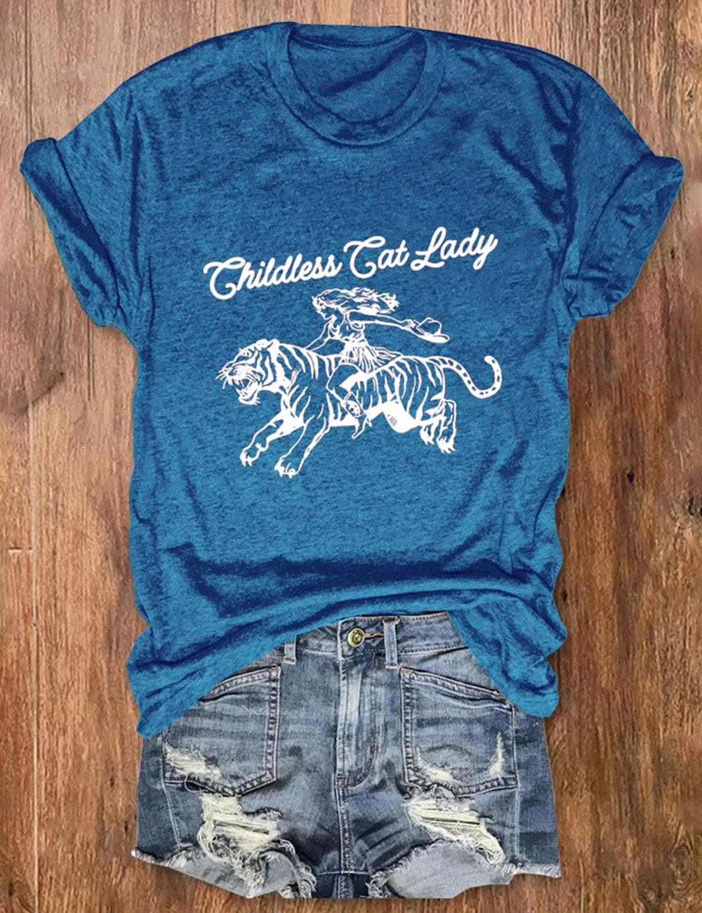 Women's Chlidless Cat Lady Print T-Shirt