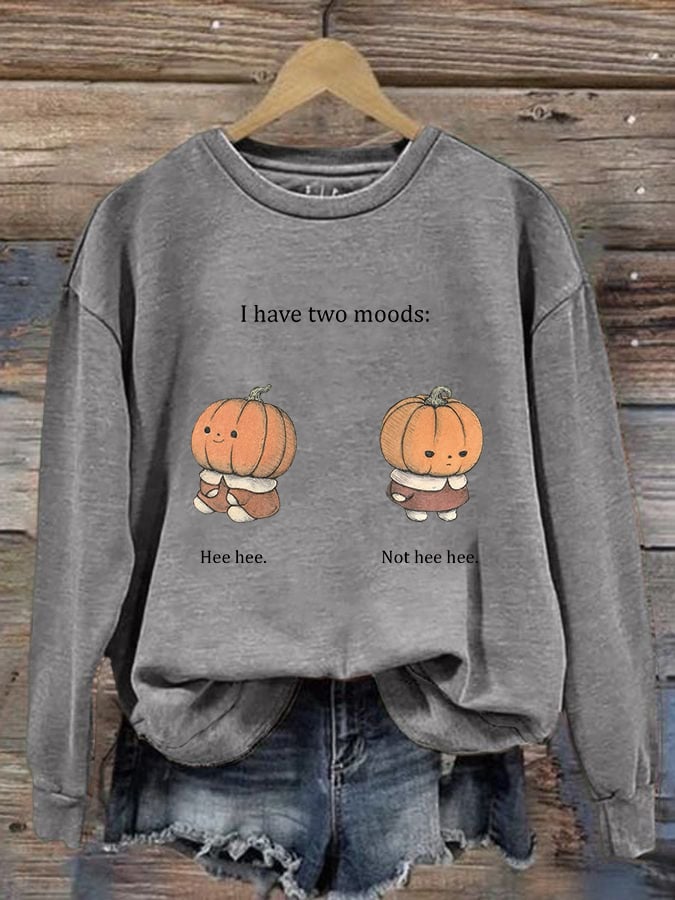 Women's Pumpkin Doll Print Casual Sweatshirt