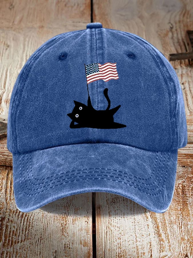 Unisex Cute Cat Flag Printed Hat