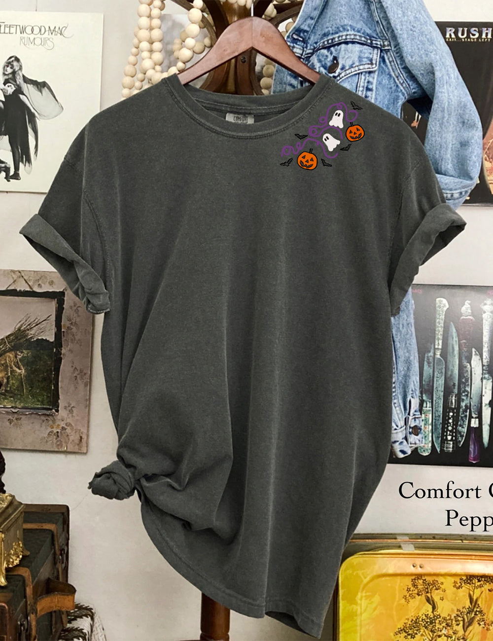 Women's Halloween Neckline Print T-Shirt