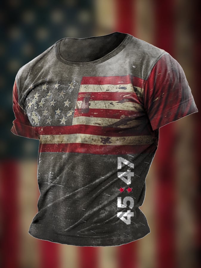 Men's Flag 45-47 Printed Casual T-Shirt