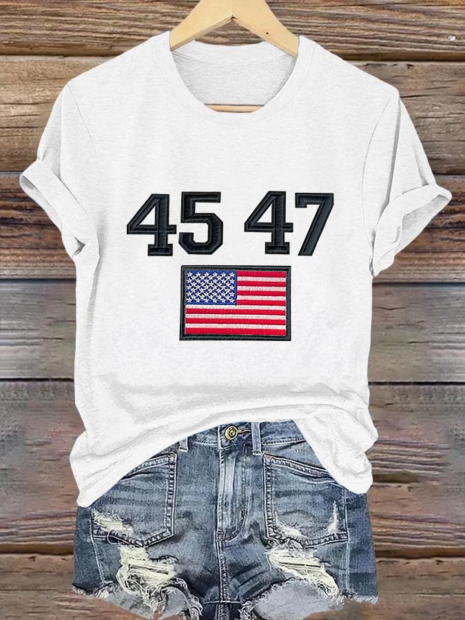 Retro 45 47 Print T-Shirt