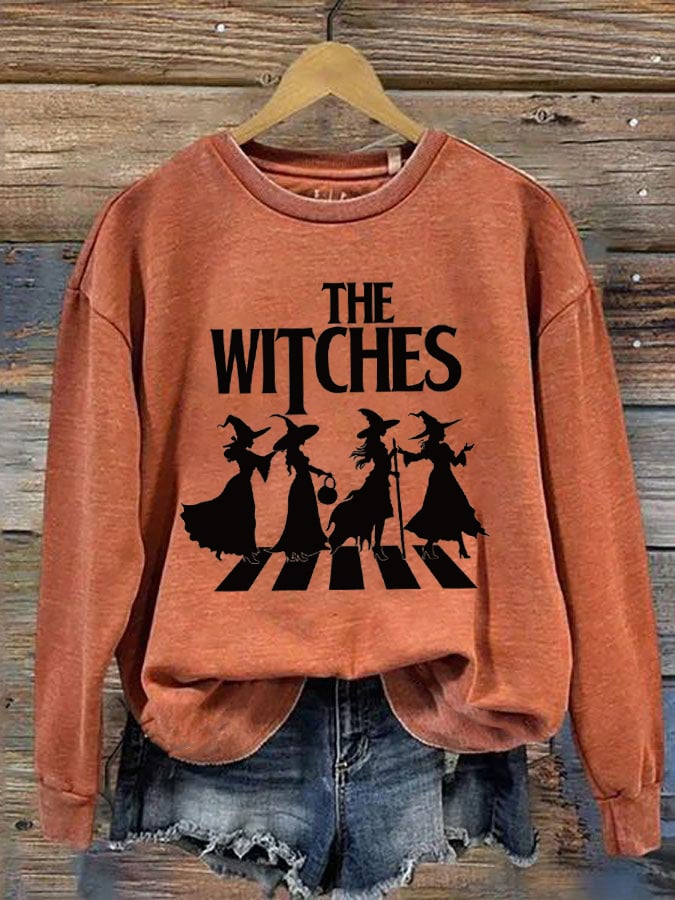 Women's Halloween The Witches Print Crew Neck Sweatshirt