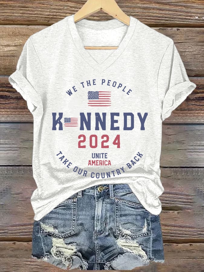 Women's Take America Back Print V-Neck T-Shirt