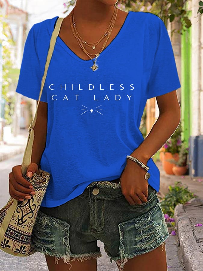 Women's Childless Cat Lady Print T-Shirt